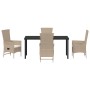 Set de Comedor de Jardín de 5 Piezas con Cojines Beige Poliratán de , Sillas de jardín - Ref: Foro24-3379467, Precio: 566,29 ...