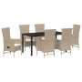 Conjunto de Comedor de Jardín de 7 Piezas con Cojines Beige Poliratán de , Sillas de jardín - Ref: Foro24-3379468, Precio: 86...