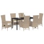 Conjunto de Comedor de Jardín de 7 Piezas con Cojines Beige Poliratán de , Sillas de jardín - Ref: Foro24-3379468, Precio: 86...