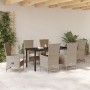 Conjunto de Comedor de Jardín de 7 Piezas con Cojines Beige Poliratán de , Sillas de jardín - Ref: Foro24-3379468, Precio: 86...