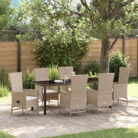 Juego de Comedor de Jardín de 7 Piezas con Cojines - Poliratán Beige de , Sillas de jardín - Ref: Foro24-3379469, Precio: 885...