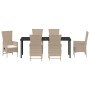 Juego de Comedor de Jardín de 7 Piezas con Cojines - Poliratán Beige de , Sillas de jardín - Ref: Foro24-3379469, Precio: 885...