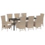 Conjunto de Comedor de Jardín de 9 Piezas con Cojines Beige Poliratán de , Sillas de jardín - Ref: Foro24-3379470, Precio: 1,...