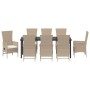 Conjunto de Comedor de Jardín de 9 Piezas con Cojines Beige Poliratán de , Sillas de jardín - Ref: Foro24-3379470, Precio: 1,...