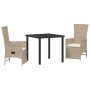 Juego de Comedor de Jardín de 3 Piezas con Cojines Beige de Poliratán de , Sillas de jardín - Ref: Foro24-3379471, Precio: 32...