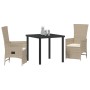 Juego de Comedor de Jardín de 3 Piezas con Cojines Beige de Poliratán de , Sillas de jardín - Ref: Foro24-3379471, Precio: 32...