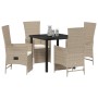 Conjunto de Comedor de Jardín de 5 Piezas con Cojines Beige Ratán PE de , Sillas de jardín - Ref: Foro24-3379472, Precio: 564...