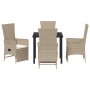 Conjunto de Comedor de Jardín de 5 Piezas con Cojines Beige Ratán PE de , Sillas de jardín - Ref: Foro24-3379472, Precio: 564...