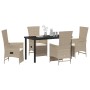 Set de Comedor de Jardín de 5 Piezas con Cojines Beige de Ratán Sintético de , Sillas de jardín - Ref: Foro24-3379473, Precio...