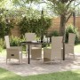 Juego de Comedor de Jardín de 5 Piezas con Cojines Beige de Ratán Poliéster de , Sillas de jardín - Ref: Foro24-3379474, Prec...