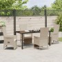 Juego de Comedor de Jardín de 5 Piezas con Cojines Beige de Ratán Poliéster de , Sillas de jardín - Ref: Foro24-3379474, Prec...