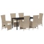 Juego de Comedor de Jardín de 7 Piezas con Cojines Beige Ratán Sintético de , Sillas de jardín - Ref: Foro24-3379475, Precio:...