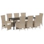 Juego de Comedor de Jardín de 9 Piezas con Cojines Beige de Poliratán de , Sillas de jardín - Ref: Foro24-3379477, Precio: 1,...