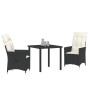 Conjunto de Comedor de Jardín de 3 Piezas con Cojines en Polirratán Negro de , Sillas de jardín - Ref: Foro24-3379534, Precio...