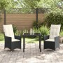 Conjunto de Comedor de Jardín de 3 Piezas con Cojines en Polirratán Negro de , Sillas de jardín - Ref: Foro24-3379534, Precio...