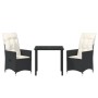 Conjunto de Comedor de Jardín de 3 Piezas con Cojines en Polirratán Negro de , Sillas de jardín - Ref: Foro24-3379534, Precio...