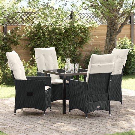 Conjunto de Comedor de Jardín de 5 Piezas con Cojines - Poliratán Negro de , Sillas de jardín - Ref: Foro24-3379535, Precio: ...