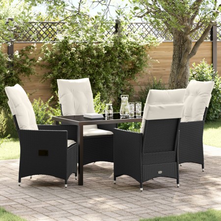 Juego de Comedor de Jardín de 5 Piezas con Cojines negro de poliratán de , Sillas de jardín - Ref: Foro24-3379536, Precio: 52...