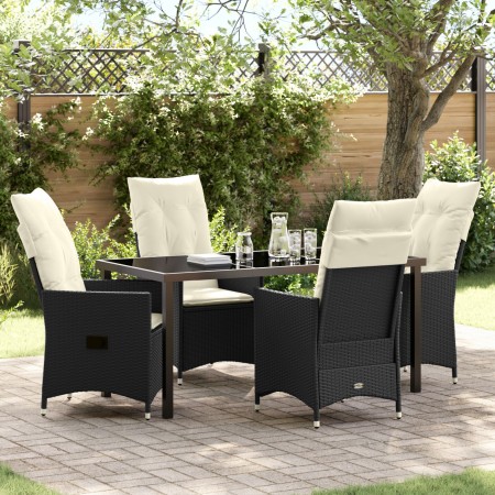 Set de Comedor de Jardín de 5 Piezas con Cojines Poliratán Negro de , Sillas de jardín - Ref: Foro24-3379537, Precio: 539,76 ...