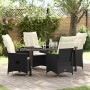 Set de Comedor de Jardín de 5 Piezas con Cojines Poliratán Negro de , Sillas de jardín - Ref: Foro24-3379537, Precio: 539,76 ...
