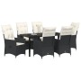 Set de Comedor de Jardín de 7 Piezas con Cojines en Poliratán Negro de , Sillas de jardín - Ref: Foro24-3379538, Precio: 738,...