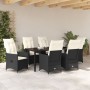 Set de Comedor de Jardín de 7 Piezas con Cojines en Poliratán Negro de , Sillas de jardín - Ref: Foro24-3379538, Precio: 738,...