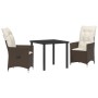 Set de Comedor Jardín de 3 Piezas con Cojines Marrón Poliratán de , Sillas de jardín - Ref: Foro24-3379541, Precio: 315,40 €,...
