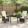 Set de Comedor Jardín de 3 Piezas con Cojines Marrón Poliratán de , Sillas de jardín - Ref: Foro24-3379541, Precio: 315,40 €,...