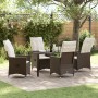 Set de Comedor de Jardín de 5 Piezas con Cojines Marrón Rattan Poliéster de , Sillas de jardín - Ref: Foro24-3379543, Precio:...