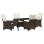 Set de Comedor de Jardín de 5 Piezas con Cojines Marrón Rattan Poliéster de , Sillas de jardín - Ref: Foro24-3379543, Precio:...