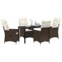 Set de Comedor de Jardín de 5 Piezas con Cojines Marrón Rattan Poliéster de , Sillas de jardín - Ref: Foro24-3379543, Precio:...