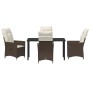 Set de Comedor de Jardín de 5 Piezas con Cojines Marrón Rattan Poliéster de , Sillas de jardín - Ref: Foro24-3379543, Precio:...