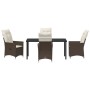 Set de Comedor de Jardín de 5 Piezas con Cojines Marrón Poliratán de , Sillas de jardín - Ref: Foro24-3379544, Precio: 566,40...