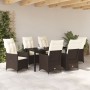 Conjunto de Comedor de Jardín de 7 Piezas de con Cojines de Poliratán Marrón de , Sillas de jardín - Ref: Foro24-3379545, Pre...