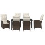 Conjunto de Comedor de Jardín de 7 Piezas de con Cojines de Poliratán Marrón de , Sillas de jardín - Ref: Foro24-3379545, Pre...