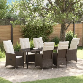 Juego de Comedor de Jardín de 7 Piezas con Cojines Marrón de Poliratán de , Sillas de jardín - Ref: Foro24-3379546, Precio: 8...