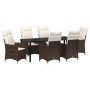 Juego de Comedor de Jardín de 7 Piezas con Cojines Marrón de Poliratán de , Sillas de jardín - Ref: Foro24-3379546, Precio: 8...