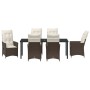 Juego de Comedor de Jardín de 7 Piezas con Cojines Marrón de Poliratán de , Sillas de jardín - Ref: Foro24-3379546, Precio: 8...