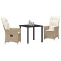 Set de Comedor de Jardín de 3 Piezas con Cojines Beige Poliratán de , Sillas de jardín - Ref: Foro24-3379555, Precio: 302,23 ...
