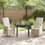 Set de Comedor de Jardín de 3 Piezas con Cojines Beige Poliratán de , Sillas de jardín - Ref: Foro24-3379555, Precio: 302,23 ...
