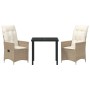 Set de Comedor de Jardín de 3 Piezas con Cojines Beige Poliratán de , Sillas de jardín - Ref: Foro24-3379555, Precio: 302,23 ...