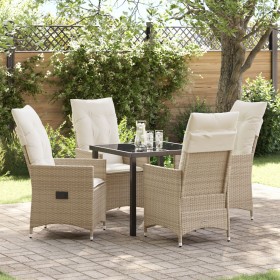 Set de comedor de jardín de 5 piezas con cojines Beige Rattán poliéster de , Sillas de jardín - Ref: Foro24-3379556, Precio: ...