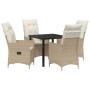 Set de comedor de jardín de 5 piezas con cojines Beige Rattán poliéster de , Sillas de jardín - Ref: Foro24-3379556, Precio: ...