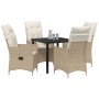 Set de comedor de jardín de 5 piezas con cojines Beige Rattán poliéster de , Sillas de jardín - Ref: Foro24-3379556, Precio: ...
