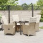 Set de comedor de jardín de 5 piezas con cojines Beige Rattán poliéster de , Sillas de jardín - Ref: Foro24-3379556, Precio: ...