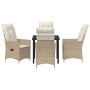 Set de comedor de jardín de 5 piezas con cojines Beige Rattán poliéster de , Sillas de jardín - Ref: Foro24-3379556, Precio: ...