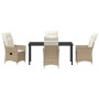 Set de Comedor de Jardín de 5 Piezas con Cojines Beige Rattán Poliéster de , Sillas de jardín - Ref: Foro24-3379558, Precio: ...