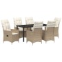 Conjunto de Comedor de Jardín de 7 Piezas con Cojines, Poliratán Beige de , Sillas de jardín - Ref: Foro24-3379559, Precio: 7...