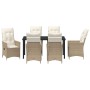 Conjunto de Comedor de Jardín de 7 Piezas con Cojines, Poliratán Beige de , Sillas de jardín - Ref: Foro24-3379559, Precio: 7...