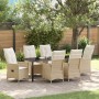 Set de Comedor de Jardín de 7 Piezas con Cojines Beige Ratán Poliéster de , Sillas de jardín - Ref: Foro24-3379560, Precio: 7...